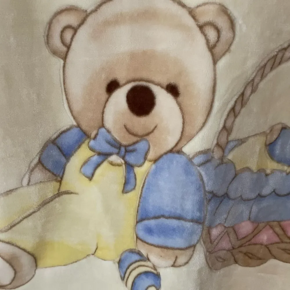 Korean Mink Vintage Bear Cabin in the Woods Baby Blanket Spring Easter Theme